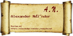 Alexander Nándor névjegykártya